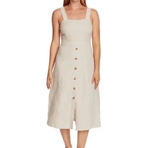 NWT Vince Camuto Linen Midi Dress Natural Petite Small